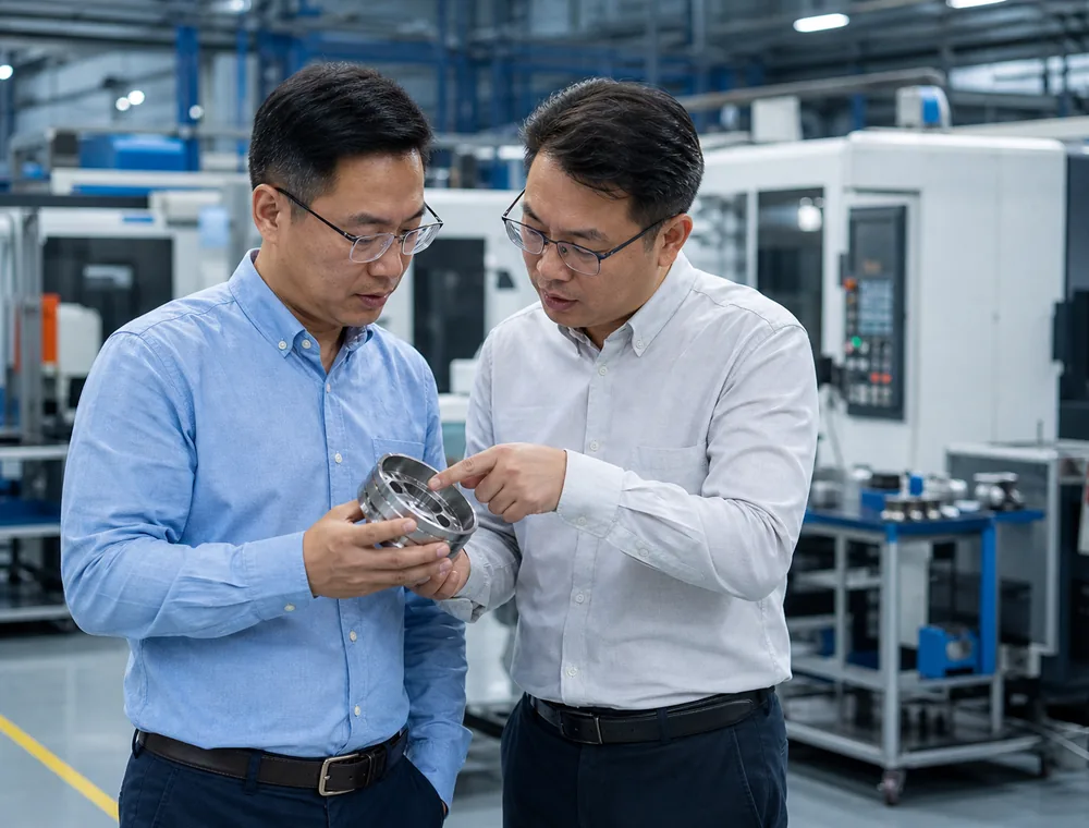 Oarly professionals reviewing product quality
