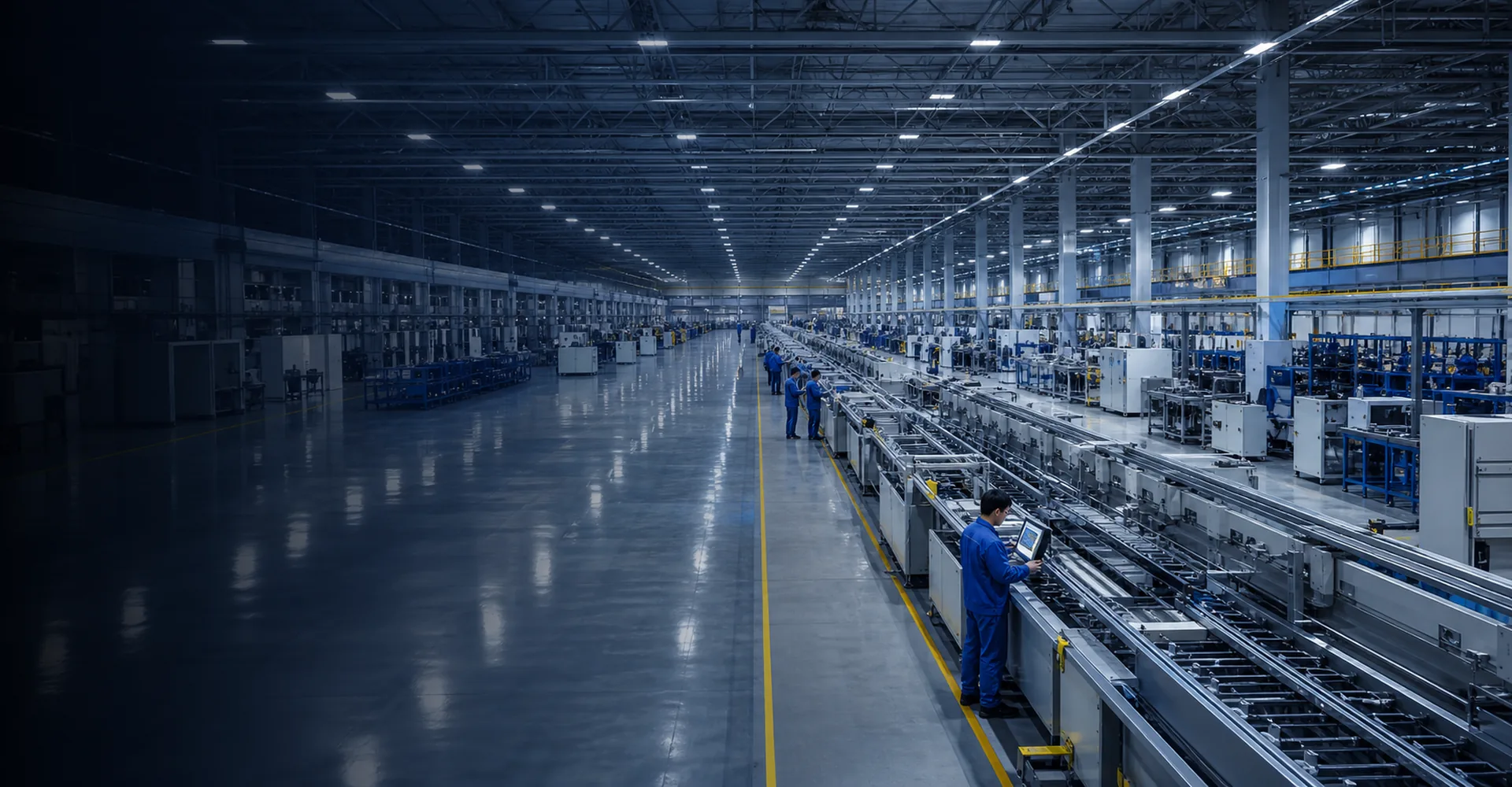 Modern factory production line managed by Oarly
