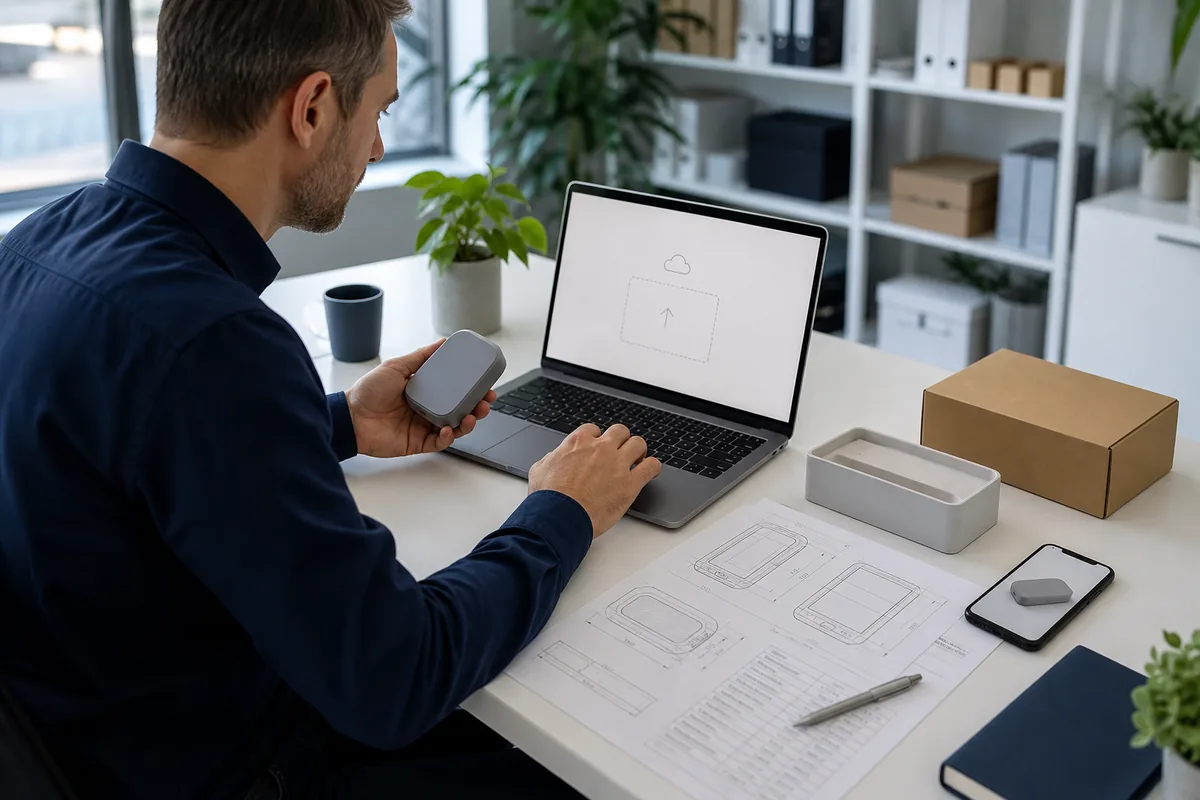 Product sample, specification drawing and upload materials prepared for an Oarly enquiry