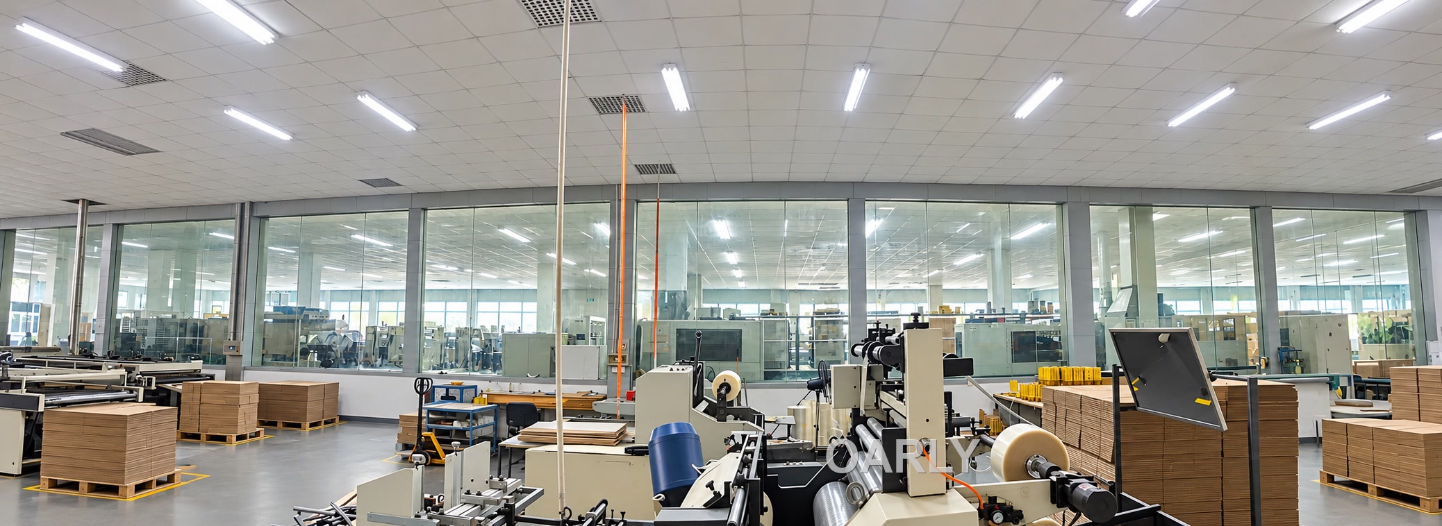 Clean, organised carton manufacturing equipment and board stock